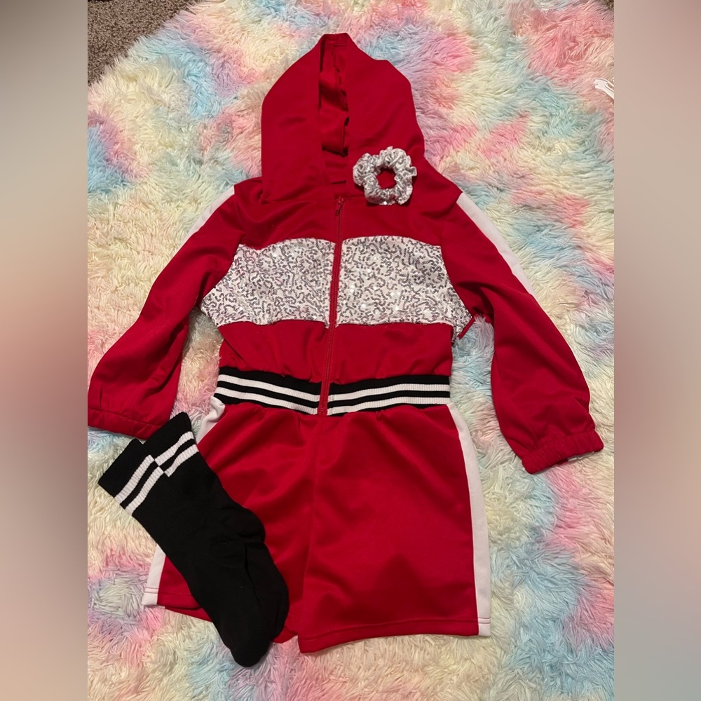 Weissman hooded biketard/romper